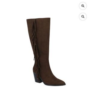 Time and Tru Dark Brown Fringe Heeled Boots